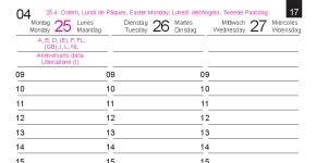 Wochenkalender Wochenplaner: Hier Int. Feiertage