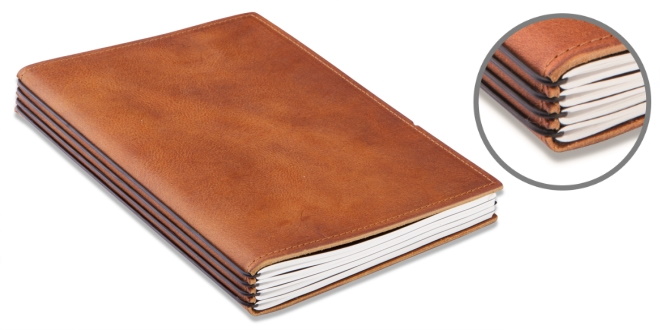 X17 Terminplaner mit 5 schwarze ElastiXs in Leder-Cognac besser als ein herkömmliches Ringbuch